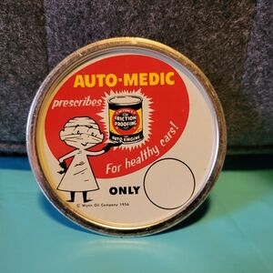 VINTAGE 1956 WYNN OIL AUTO-MEDIC LID STOPS OIL BURNING 3 5/8".